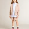 Camicia da bambino in cotone a righe azzurre e bianche con logo ricamato