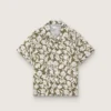 Camicia da bambino Journey in tela di cotone con stampa floreale verde e bianca