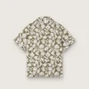Camicia da bambino Journey in tela di cotone con stampa floreale verde e bianca