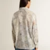 Camicia da donna con stampa floreale multicolore in paillettes