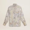 Camicia da donna con stampa floreale multicolore in paillettes
