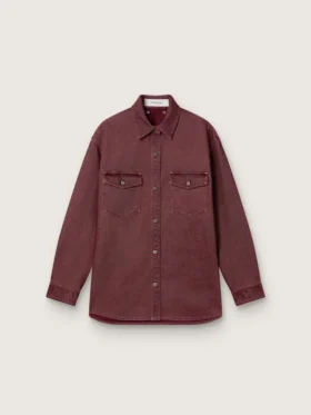 Camicia da donna in denim bordeaux