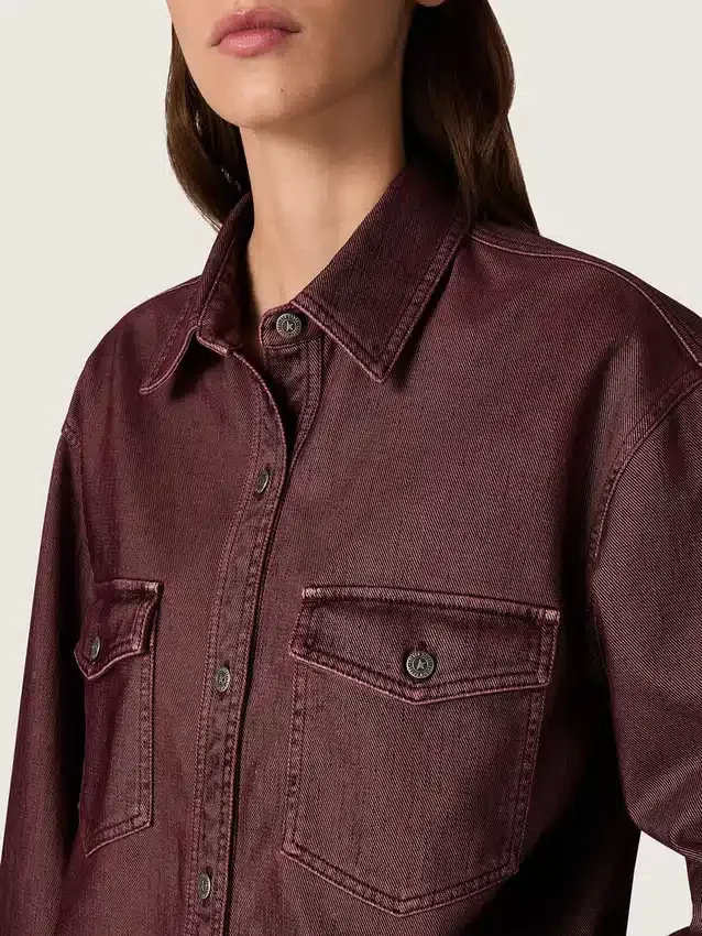 Camicia da donna in denim bordeaux