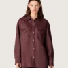 Camicia da donna in denim bordeaux