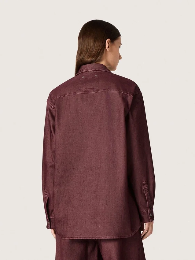 Camicia da donna in denim bordeaux