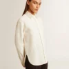 Camicia da donna in misto viscosa e cotone con colletto impreziosito da cristalli