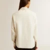 Camicia da donna in misto viscosa e cotone con colletto impreziosito da cristalli