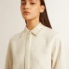 Camicia da donna in misto viscosa e cotone con colletto impreziosito da cristalli