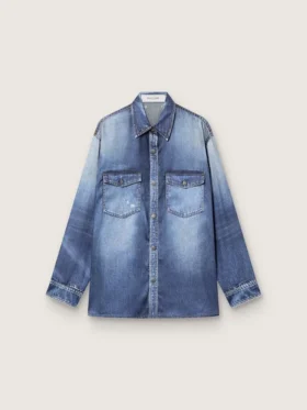 Camicia da donna oversize con effetto denim vissuto