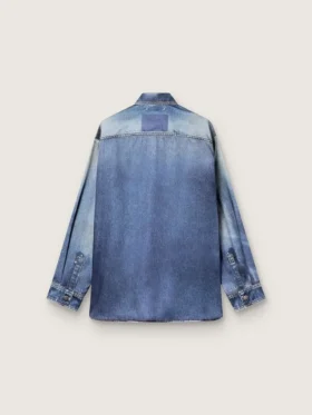 Camicia da donna oversize con effetto denim vissuto