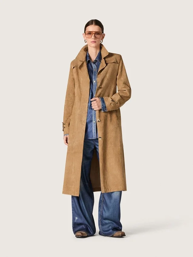 Camicia da donna oversize con effetto denim vissuto
