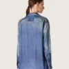 Camicia da donna oversize con effetto denim vissuto