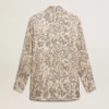 Camicia da pigiama da donna in misto seta con stampa floreale