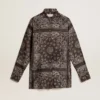 Camicia da pigiama in grigio antracite con stampa paisley