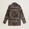 Camicia da pigiama in grigio antracite con stampa paisley