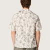 Camicia da uomo a maniche corte in cotone con stampa floreale in bianco e nero