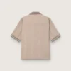 Camicia da uomo a maniche corte in lana grigia fresca con strisce sottili