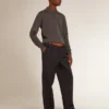 Camicia da uomo a maniche lunghe in lana merino grigia