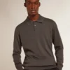 Camicia da uomo a maniche lunghe in lana merino grigia