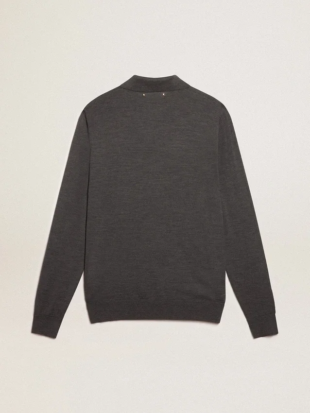 Camicia da uomo a maniche lunghe in lana merino grigia