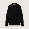 Camicia da uomo a maniche lunghe in lana merino nera
