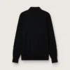 Camicia da uomo a maniche lunghe in lana merino nera