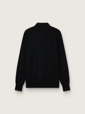 Camicia da uomo a maniche lunghe in lana merino nera