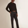Camicia da uomo a maniche lunghe in lana merino nera