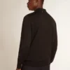 Camicia da uomo a maniche lunghe in lana merino nera