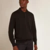 Camicia da uomo a maniche lunghe in lana merino nera
