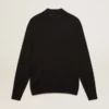 Camicia da uomo a maniche lunghe in lana merino nera