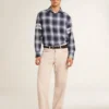 Camicia da uomo blu a quadri 3D con stampa sul retro
