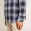 Camicia da uomo blu a quadri 3D con stampa sul retro