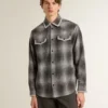 Camicia da uomo grigia con ricami bianchi