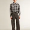 Camicia da uomo grigia con ricami bianchi