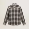 Camicia da uomo grigia con ricami bianchi
