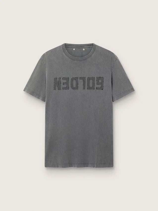 Camicia da uomo grigio antracite con effetto consumato