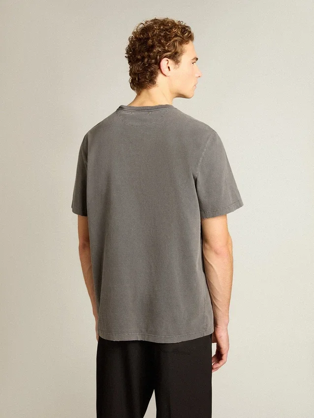 Camicia da uomo grigio antracite con effetto consumato