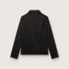 Camicia da uomo in twill di lana nero con dettagli in raso nero