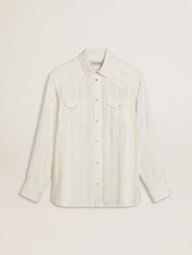Camicia da uomo oversize effetto consumato con righe verticali