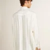 Camicia da uomo oversize effetto consumato con righe verticali