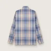 Camicia da uomo oversize in cotone a quadri indaco e beige