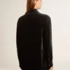 Camicia nera effetto velluto con ricami