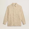 Camicia oversize in pizzo trasparente color crema