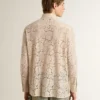 Camicia oversize in pizzo trasparente color crema