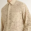 Camicia oversize in pizzo trasparente color crema