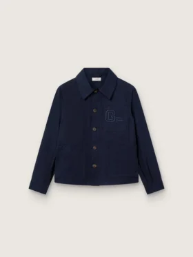 Camicia unisex Journey in tela di cotone blu con logo ricamato