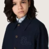 Camicia unisex Journey in tela di cotone blu con logo ricamato