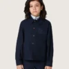 Camicia unisex Journey in tela di cotone blu con logo ricamato