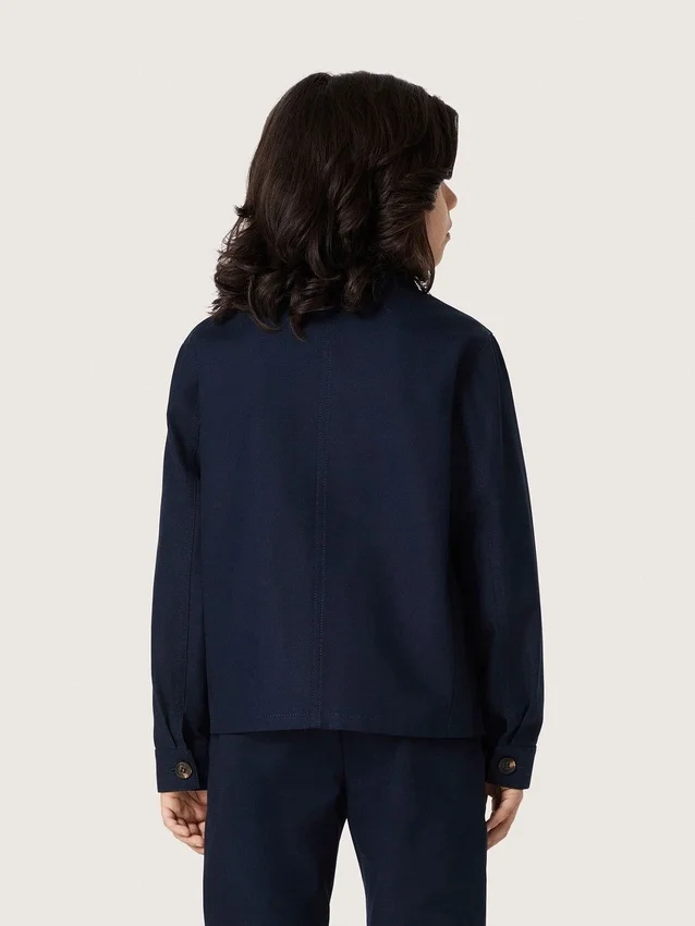 Camicia unisex Journey in tela di cotone blu con logo ricamato